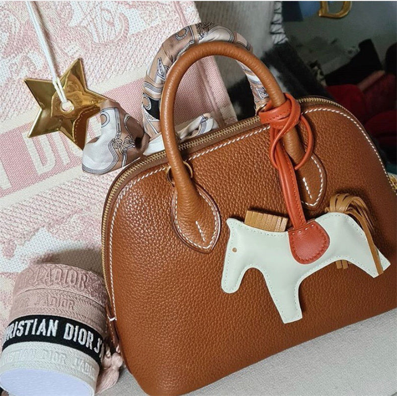 Side view of statement structured handbag