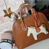 Side view of statement structured handbag