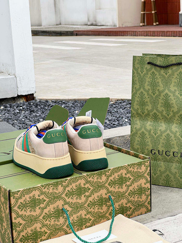 Gucci crisp white luxury sneakers view 8 heritage-inspired look