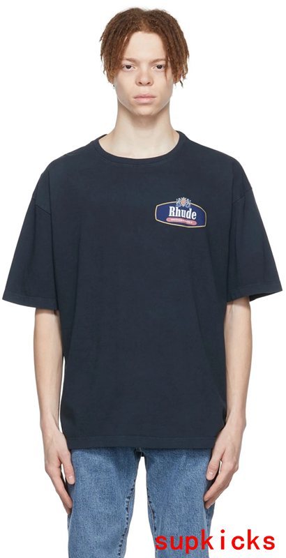 Full styled look of Rhude luxury clothing with label-forward styling