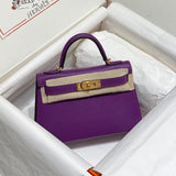 Side view of sophisticated structured handbag