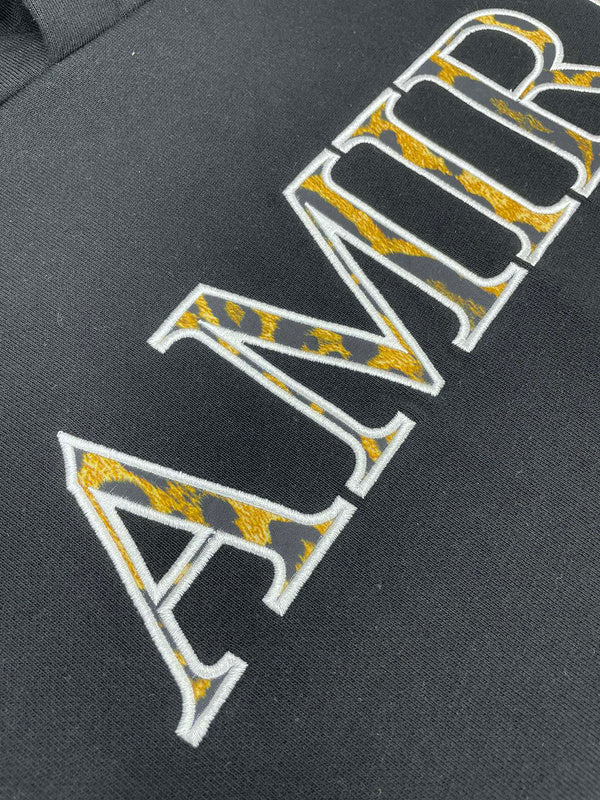 Close-up of Amiri hoodie craftsmanship