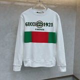 Front view of Gucci luxury clothing with monogram-inspired silhouette