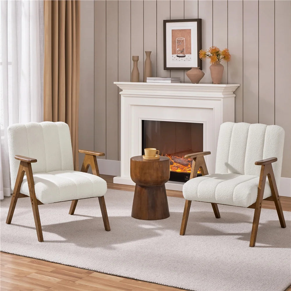 Mid Century Modern Boucle Upholstered Accent Chair