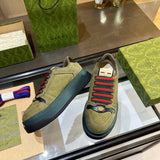 Side profile of Gucci classic monochrome sneakers cushioned comfort fit
