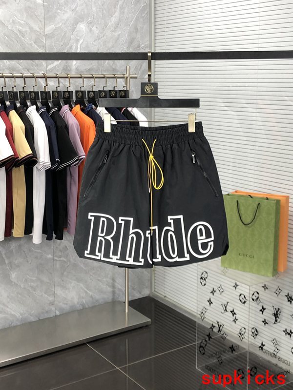 Front view of Rhude luxury clothing with logo-detail design