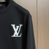 Full styled look of Louis Vuitton luxury clothing with logo-detail design