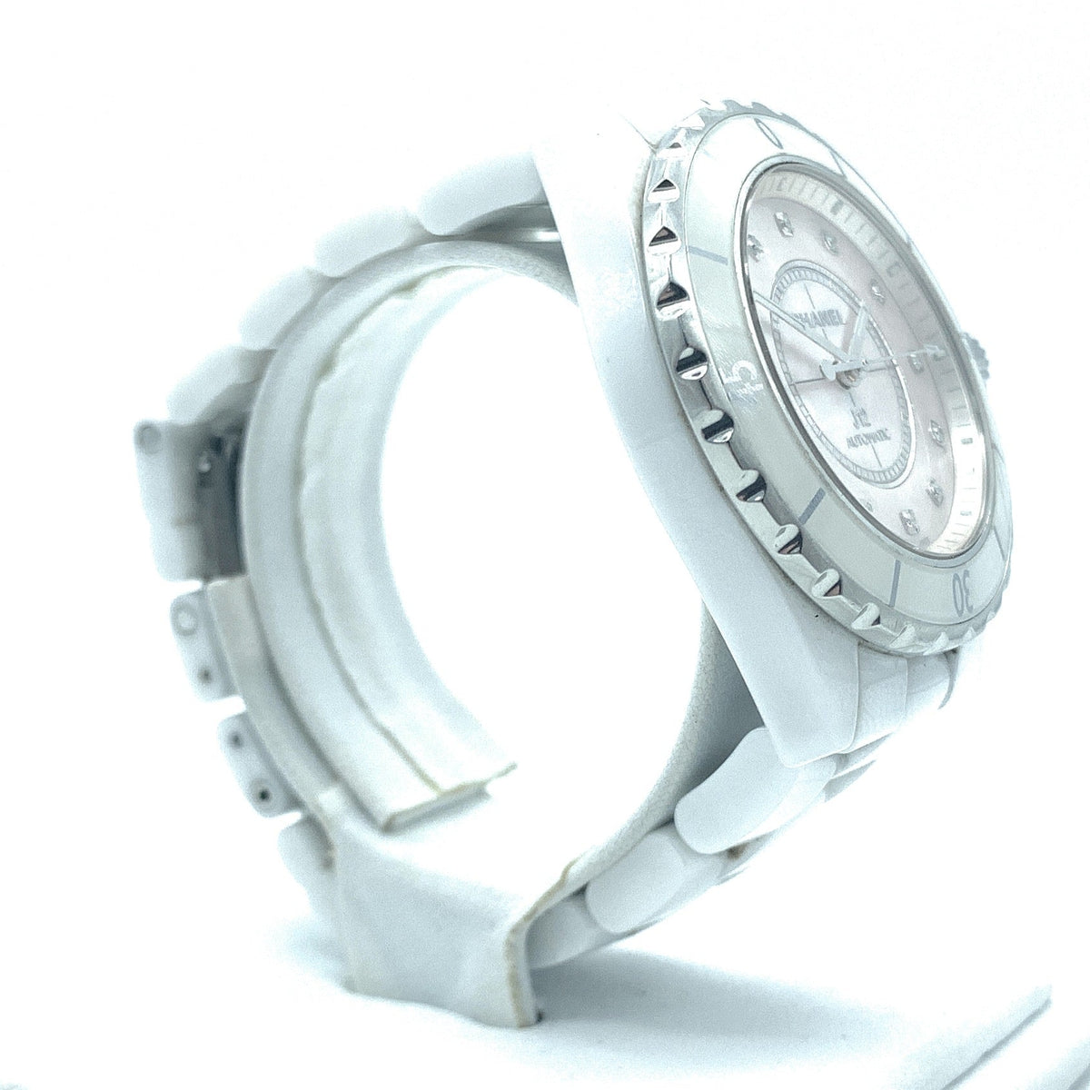 Lifestyle view of Chanel unisex white watch