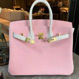 Side view of polished structured handbag