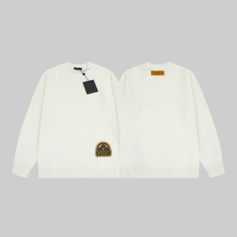 Back view of Louis Vuitton luxury clothing with label-forward styling