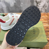 Side profile of Gucci soft grey sneakers padded collar comfort