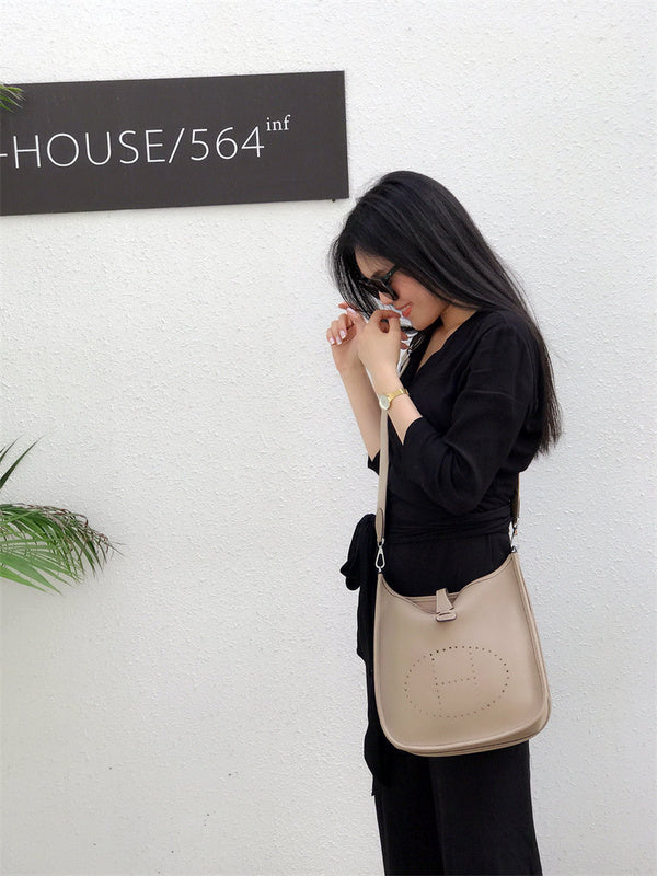 Side view of elegant structured handbag