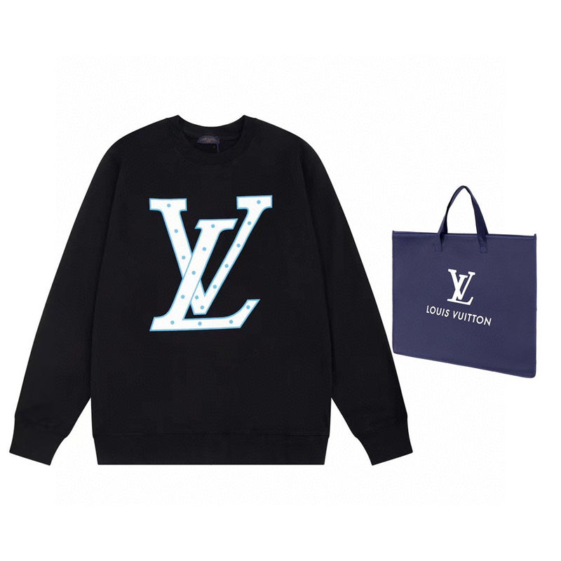 Close-up detail shot of Louis Vuitton luxury clothing with signature branding
