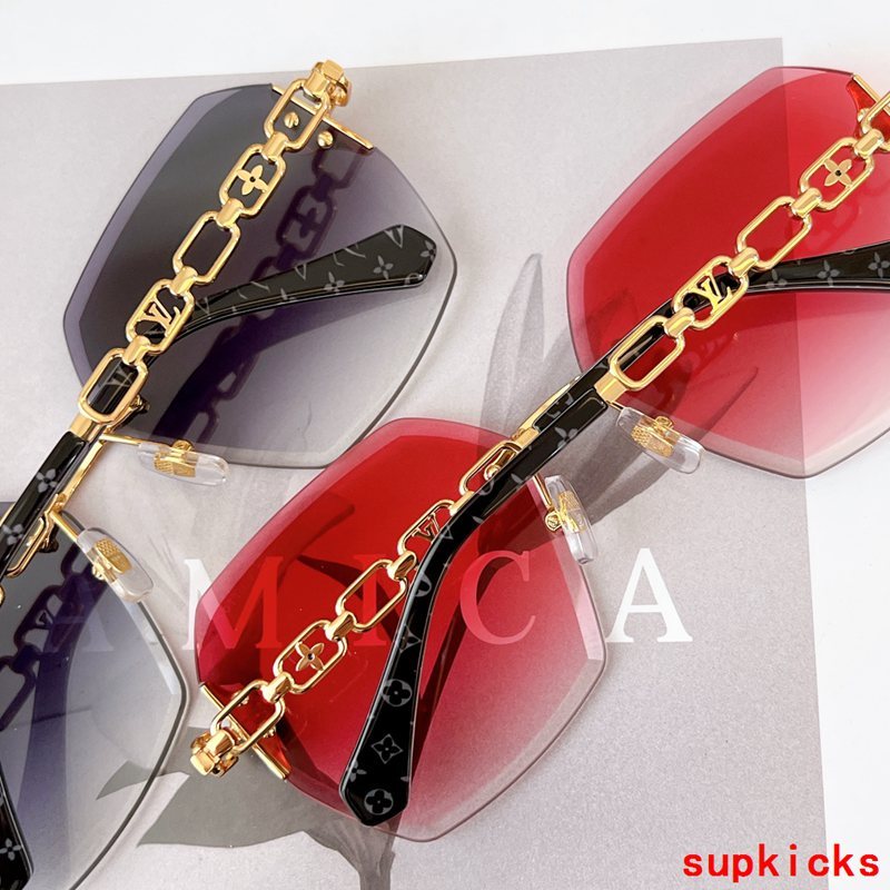 Close-up detail view of Louis Vuitton unisex sunglasses