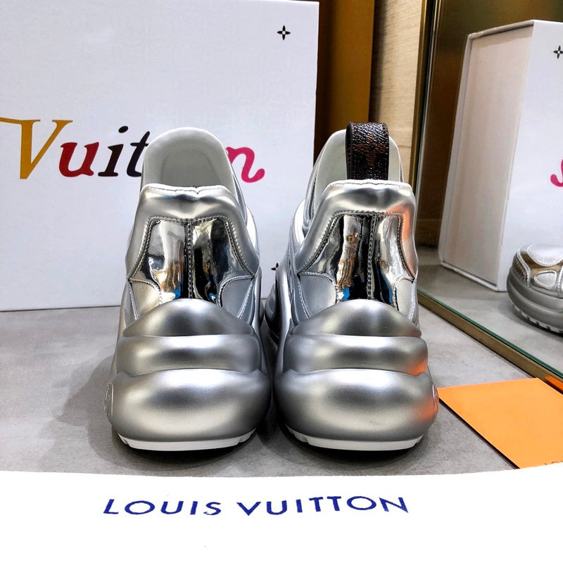 Louis Vuitton White Combat Boots - Angled View