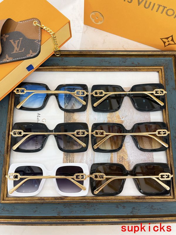 Close-up detail view of Louis Vuitton unisex sunglasses