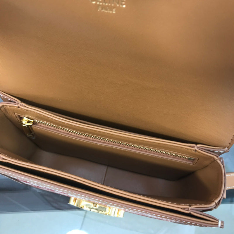 Close-up detail of classic structured women's handbag – women's designer-style accessory