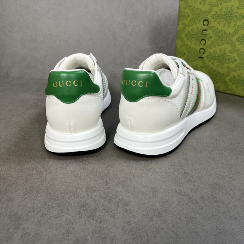 Side profile of Gucci muted earth tones sneakers heritage-inspired look