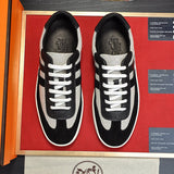 Hermès Grey Pointed-Toe Flats - Angled View