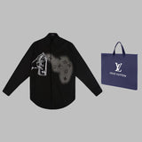 Back view of Louis Vuitton luxury clothing with monogram-inspired silhouette
