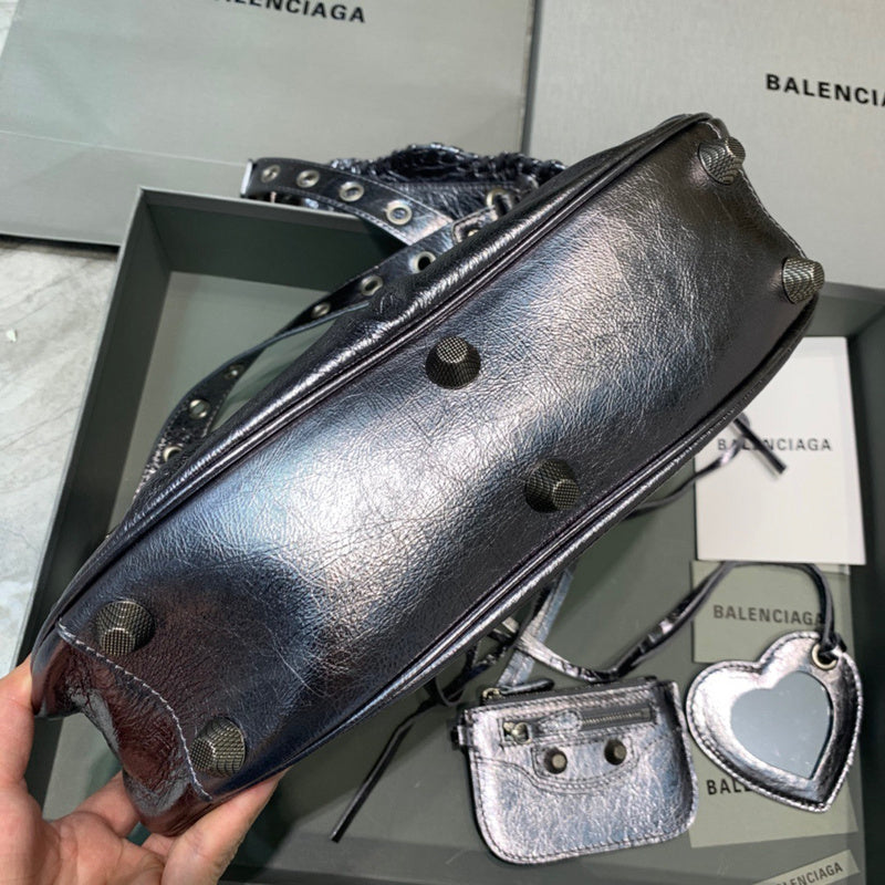 Refined Vegan Leather Handbag - Statement Silhouette | Women's Statement Accessory #369 - hardware and detail close-up (image 5) of designer-inspired handbag