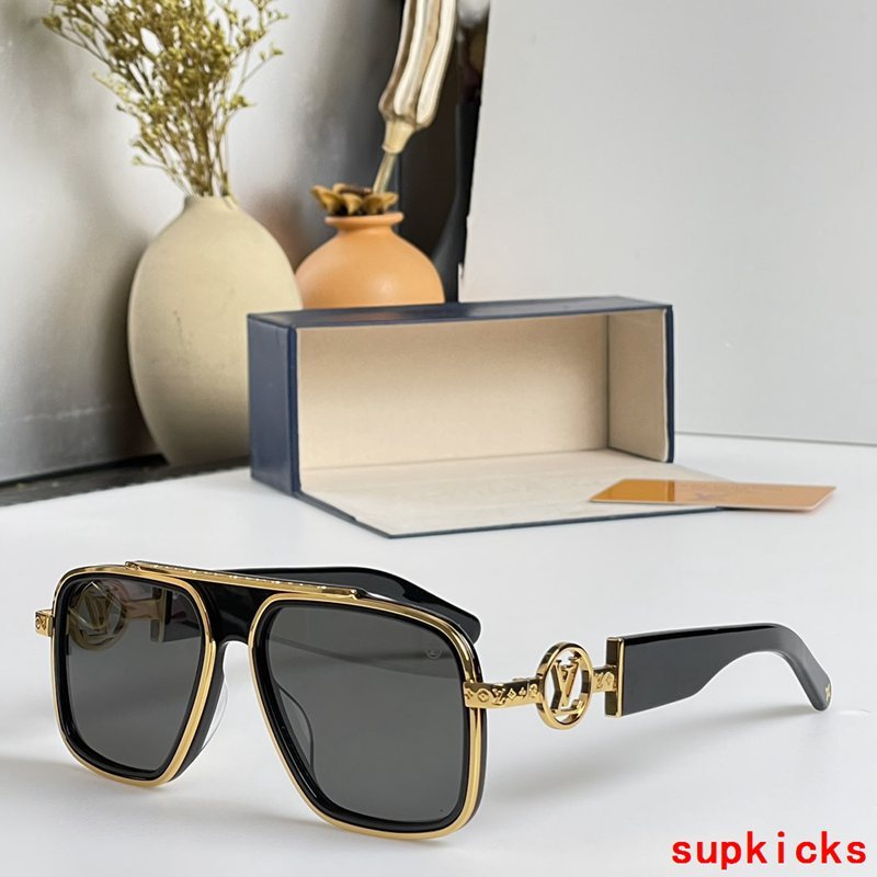 Close-up detail view of Louis Vuitton unisex sunglasses