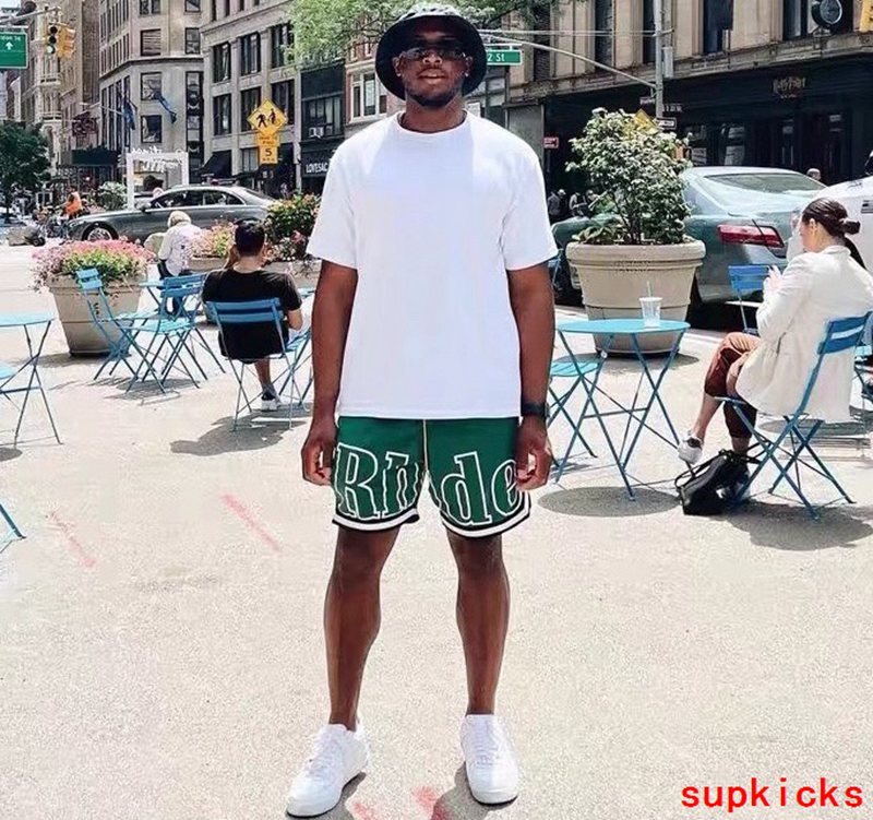 Full styled look of Rhude luxury clothing with monogram-inspired silhouette