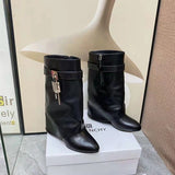 Givenchy Black Combat Boots - Close-Up Texture View