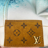 Close-up detail shot of Louis Vuitton luxury clothing with everyday silhouette