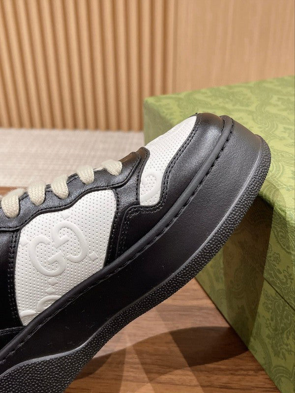 Gucci soft grey luxury sneakers view 5 chunky sole construction