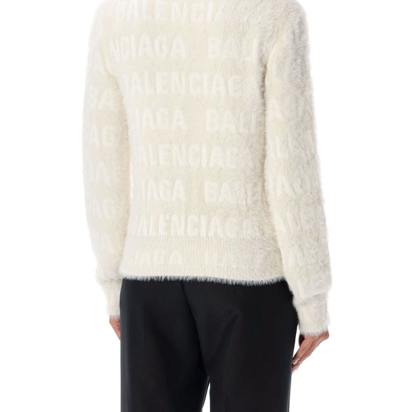 Balenciaga Sweaters- BALENCIAGA Furry Fitted Wool Blend Sweater Premium Casual Designer Knitwear