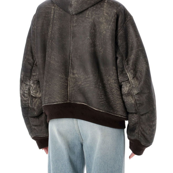 Balenciaga Jackets- BALENCIAGA Hooded Shearling Bomber Jacket - Size 34 Premium Casual Designer Jacket