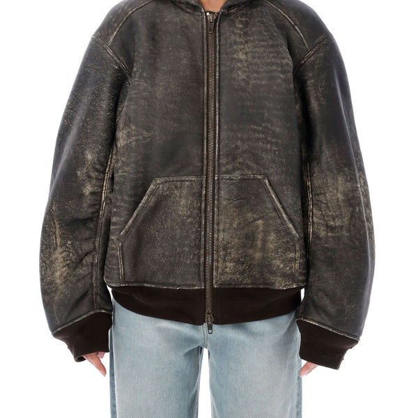 Balenciaga Jackets- BALENCIAGA Hooded Shearling Bomber Jacket - Size 34 Premium Casual Designer Jacket