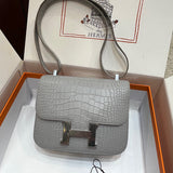 Side view of structured structured handbag