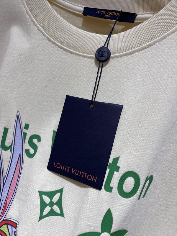 Flat lay presentation of Louis Vuitton cotton t-shirt with relaxed-fit cut