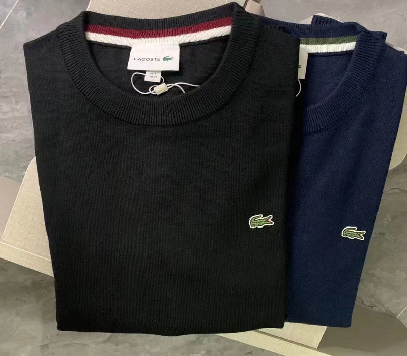 Back view of Lacoste luxury clothing with monogram-inspired silhouette