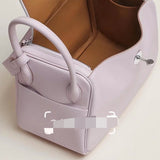 Side view of classic structured handbag