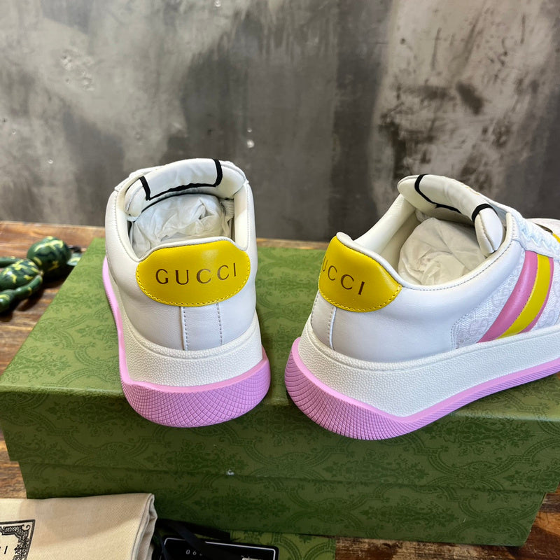 Gucci crisp white luxury sneakers view 7 heritage-inspired look