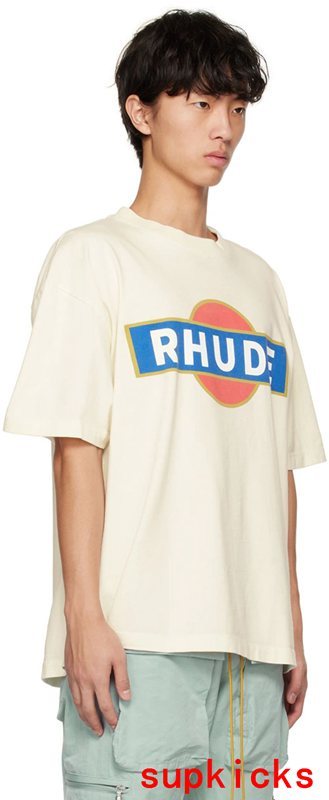 Full styled look of Rhude luxury clothing with label-forward styling