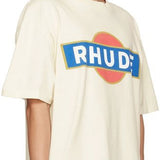Full styled look of Rhude luxury clothing with label-forward styling