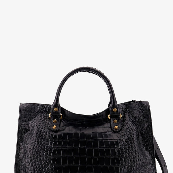 Balenciaga Bags? Balenciaga Women Le City Medium Leather Shoulder Bag Luxury Designer Leather Handbag