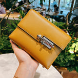 Side view of contemporary structured handbag
