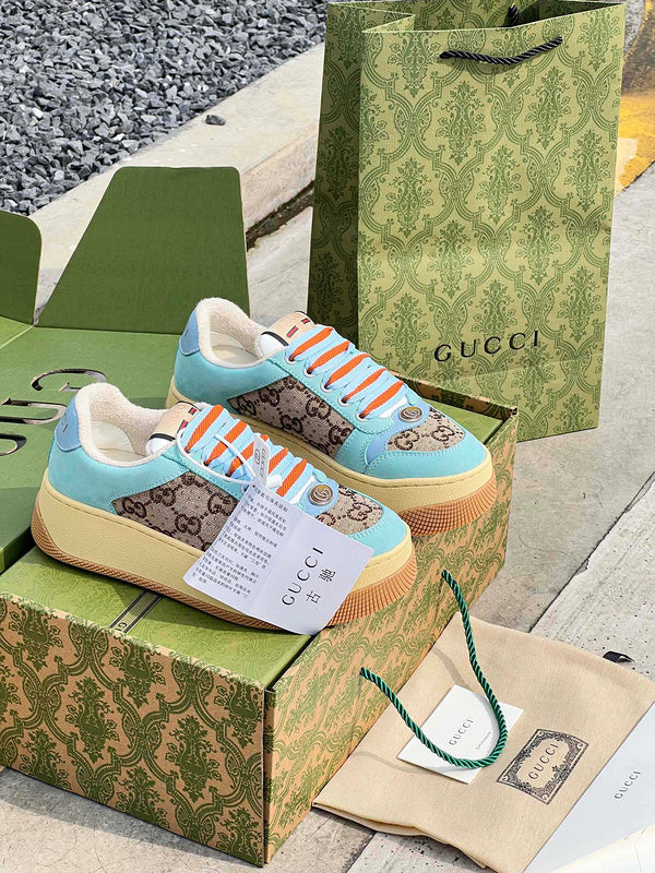 Gucci sneakers detailed view showing premium designer craftsmanship