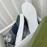 Gucci crisp white luxury sneakers view 5 retro runner design