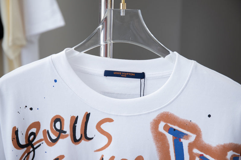 Close-up detail shot of Louis Vuitton cotton t-shirt with tailored silhouette