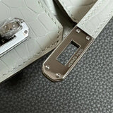Side view of modernist structured handbag