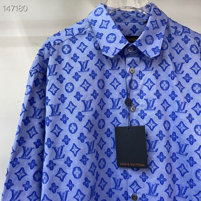 Side profile of Louis Vuitton luxury clothing with signature branding