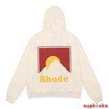 Side profile of Rhude luxury clothing with streetwear-inspired cut