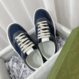 Gucci crisp white luxury sneakers view 4 retro runner design