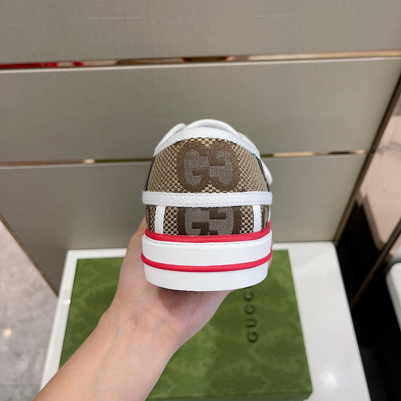 Gucci neutral cream luxury sneakers view 5 sleek tonal finish